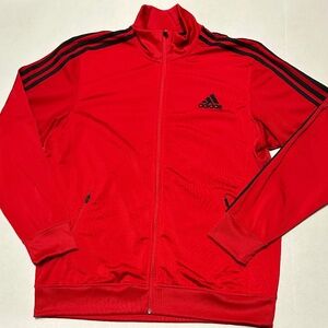 NWT Vintage Men's Adidas Track Jacket Red w/ 3 Black Stripes Size XL